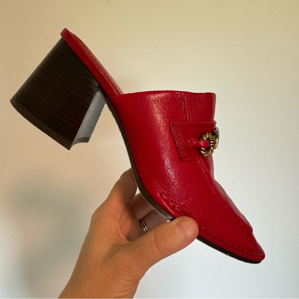 Tory Burch Red Mules with Gold Accent - Picture 5 of 9